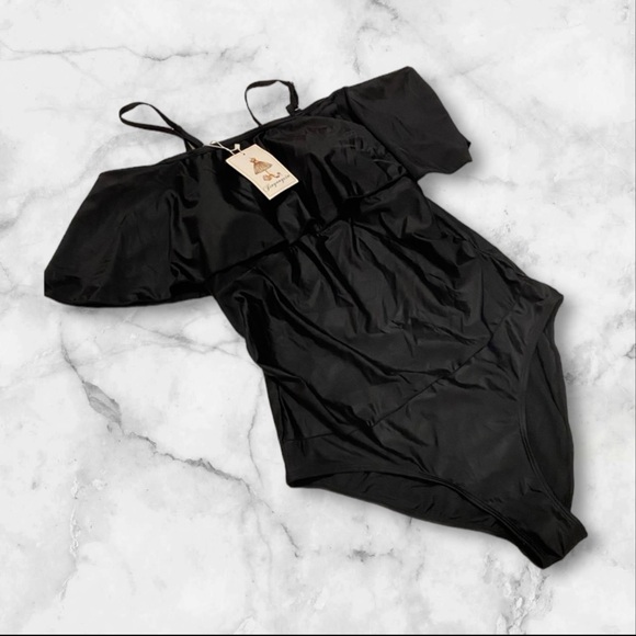 Jinyong Black Maternity one piece swimsuit Small NWT - Picture 8 of 12